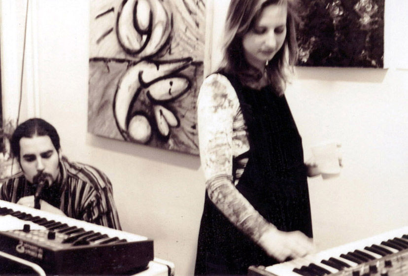 Kendall and Carrie Ann Vescia Piscis live at Morning Glory Cafe in Flagstaff in 2000. Photo by D Arnett..jpg
